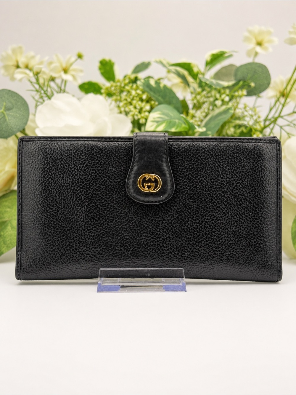Vintage Gucci Black Leather Interlocking GG Continental Wallet in EUC ✨✨